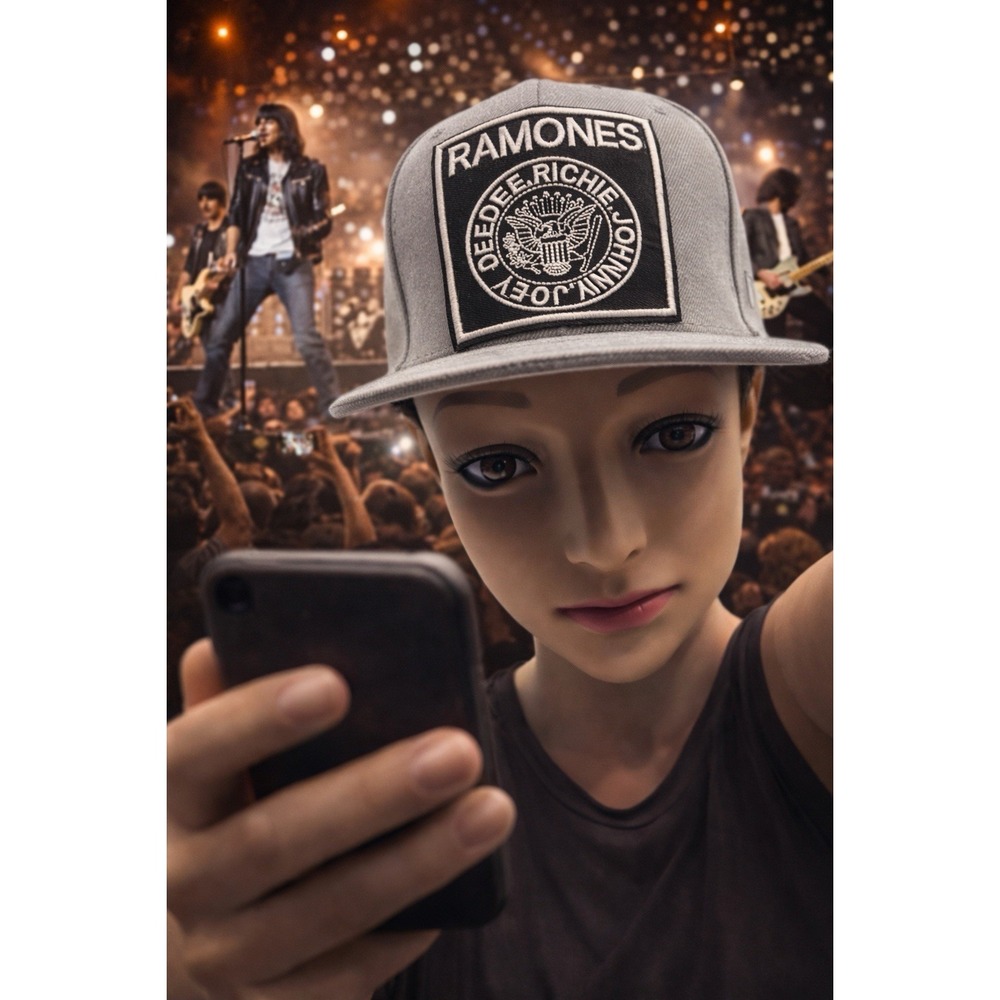 RAMONES Music Band Logo Patch Adjustable Baseball Cap  Hat gray flat bill